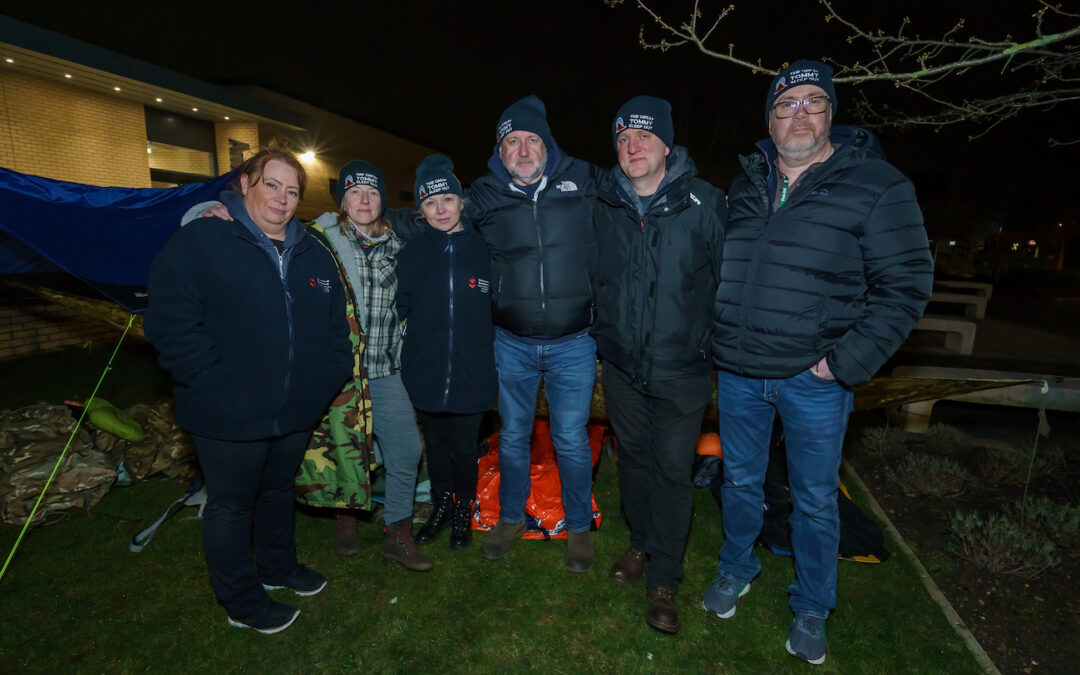 University of Sunderland staff taking part in sleep out