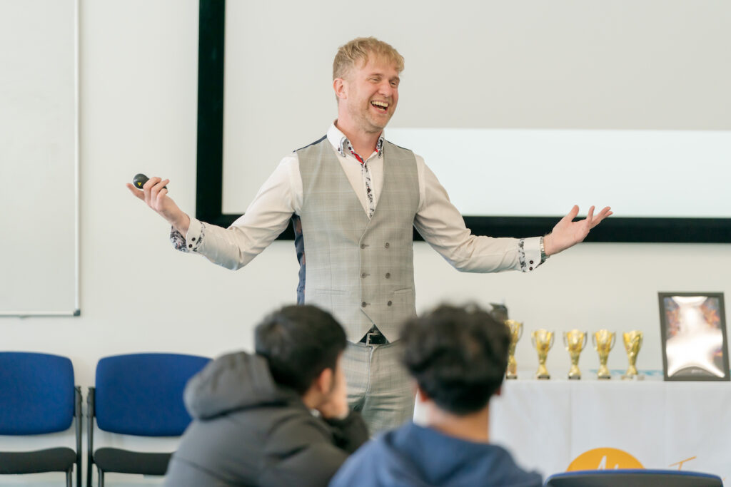 Former Apprentice finalist Adam Corbally at the University of Sunderland
