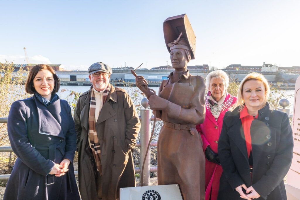 Bridget Phillipson MP, Dr Ron Lawson (artist), Sue Brown (Soroptimist International Sunderland) and Cllr Beth Jones, portfolio holder for communities, culture and tourism at Sunderland City Council.