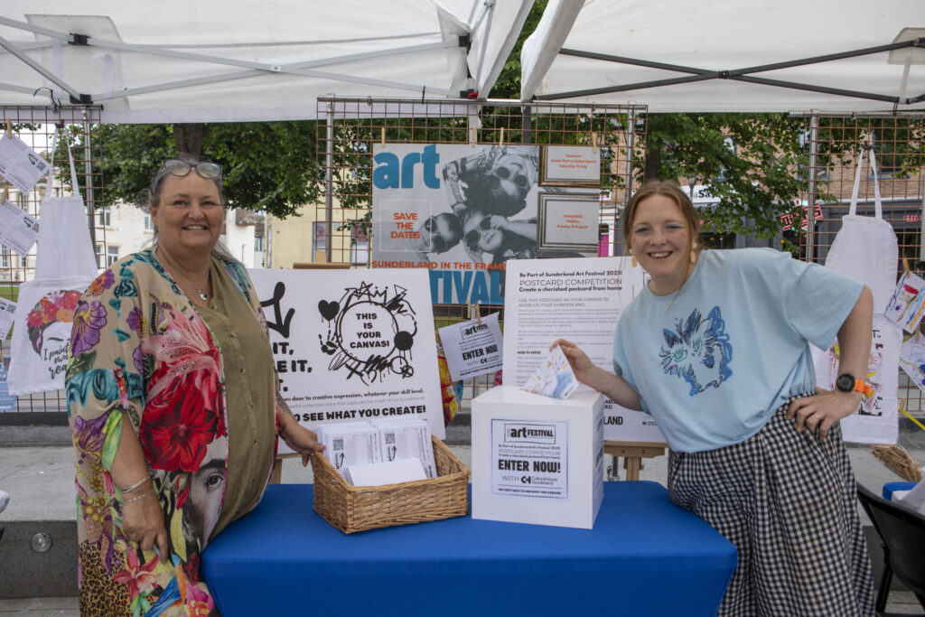 L to R: Su Devine, Artist, art cafe and Festival Director, with Hannah Graham, Artist and Storyteller, at one of the pop-up Imaginariums.