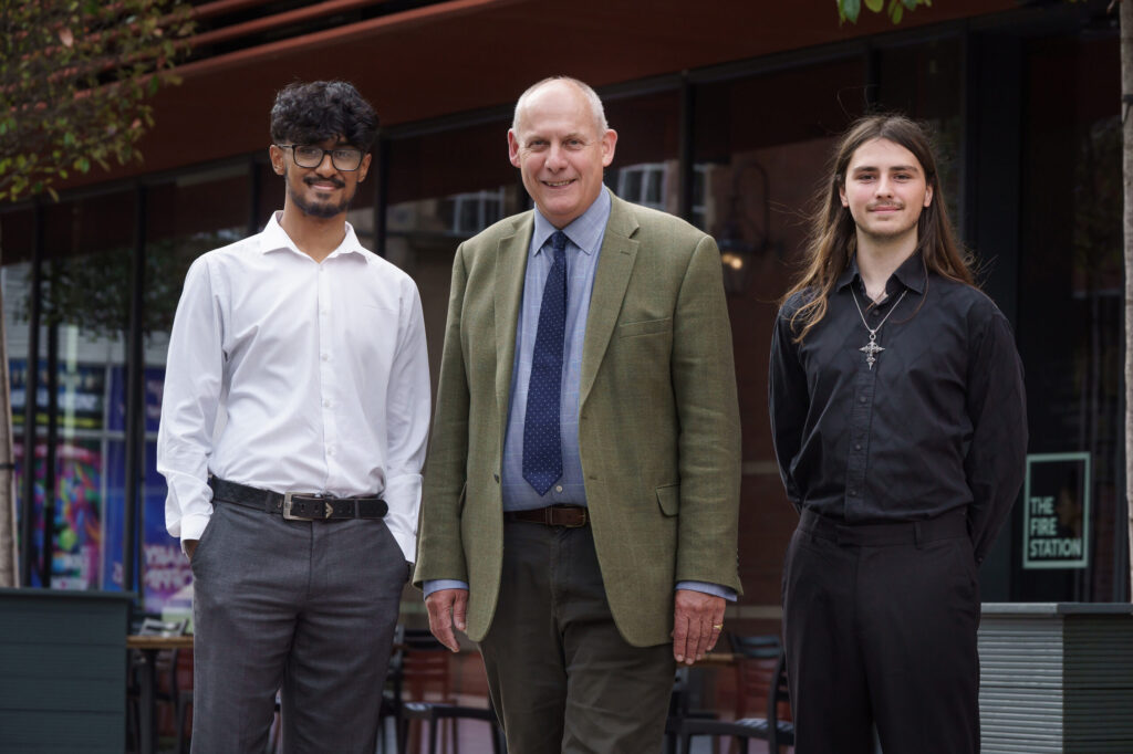 Award-winning University of Sunderland students Azman Mohammed and Jake Judson with David Gray, FRICS, Chairman of Trustees of The Sir Tom Cowie Charitable Trust / Jake Judson / Azman Mohammed
