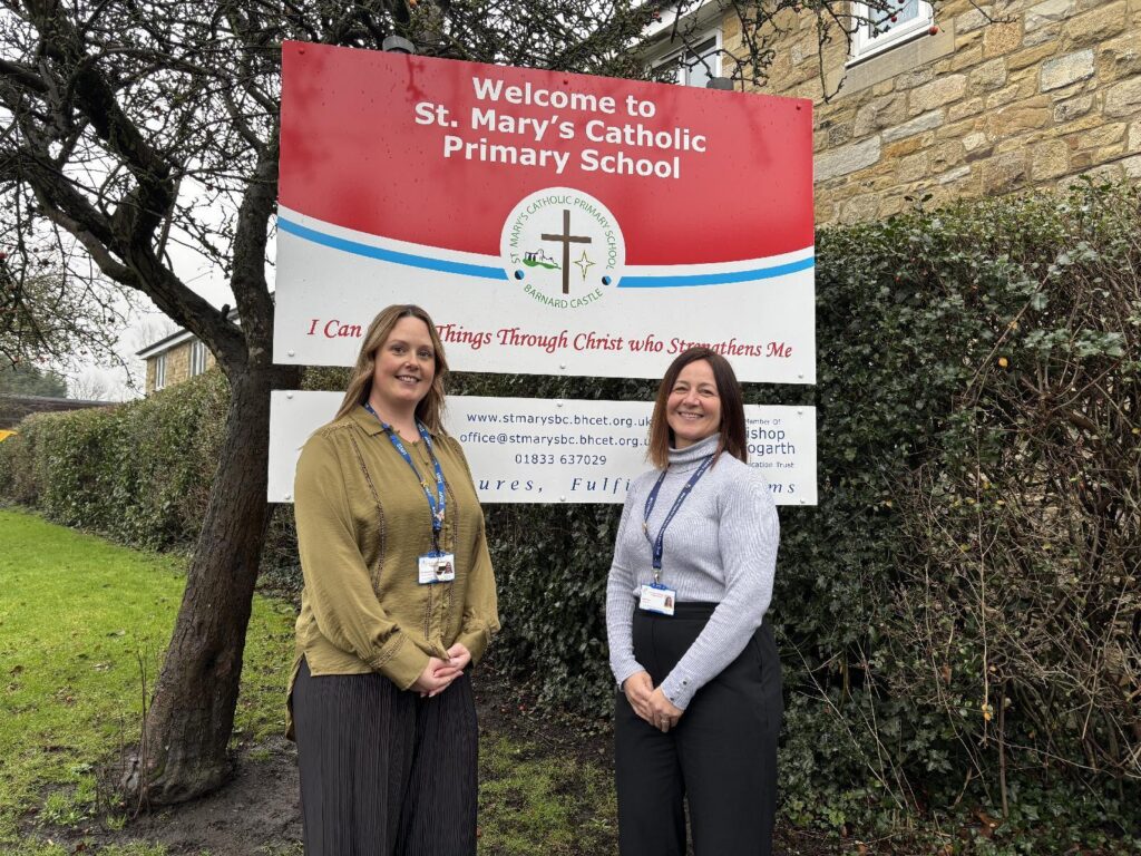 Kayleigh Lewandowski with Lesley Box, headteacher at St Mary’s Catholic Primary School in Barnard Castle