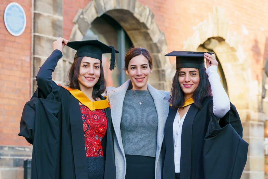 University of Sunderland’s Winter Graduations ceremony, L-R) Zahra, Fatemeh and Zohreh Taghipour.