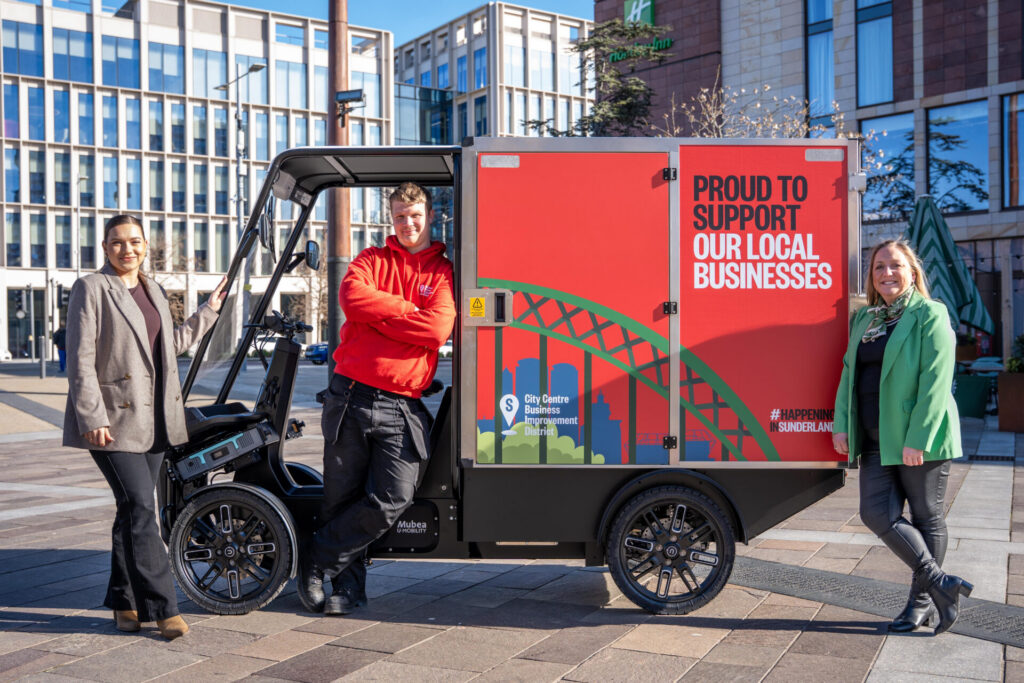 Pictured (left to right) are Roberta Redecke, Head of Business Services at Sunderland BIDs, street ranger Ethan Warrener and the Cllr Lindsey Leonard of Sunderland City Council