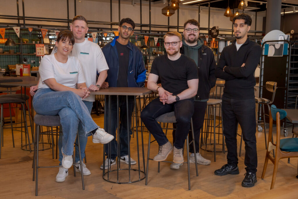 (L-R) Award winners Kirsty Knott and Anth Knott (Santander Entrepreneurship Award), Steve Robins and Kieran Harley, (Santander Education Award), Graeme Costello (Santander Entrepreneurship Award), and Farhan Peeran (Santander Education Award)