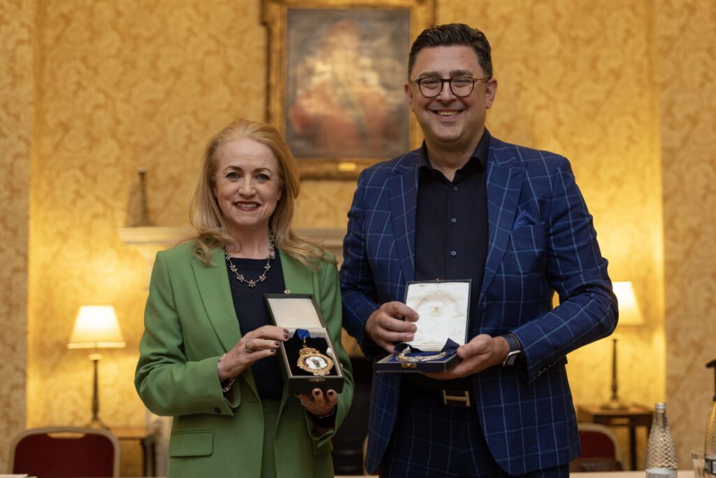 L-R Lesley Fairclough with outgoing President Paul Brown